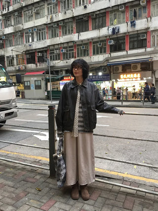 Washed leather hoodie