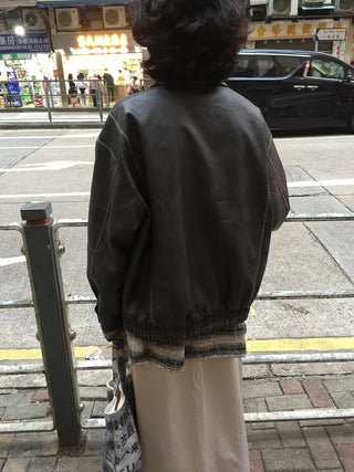 Washed leather hoodie