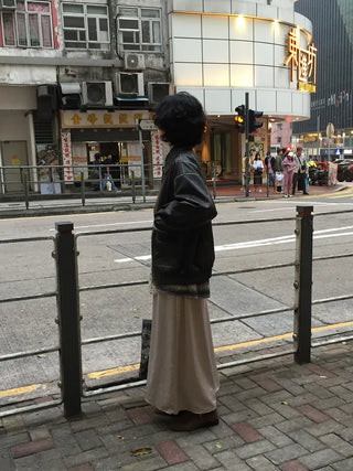 Satin long skirt