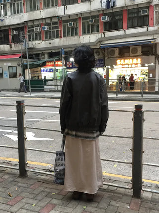 Washed leather hoodie