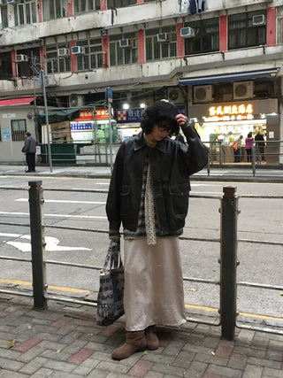 Washed leather hoodie