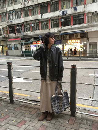 Washed leather hoodie