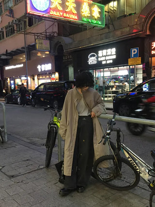 Oversized long military jacket