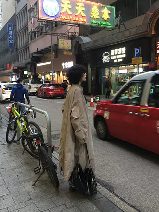 Oversized long military jacket
