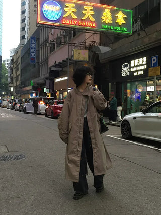 Oversized long military jacket