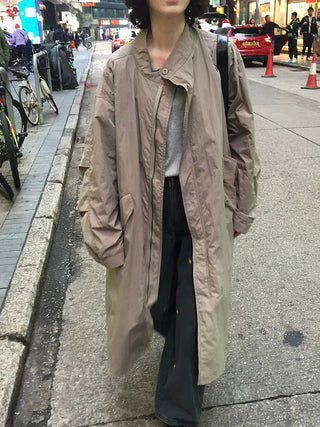 Oversized long military jacket