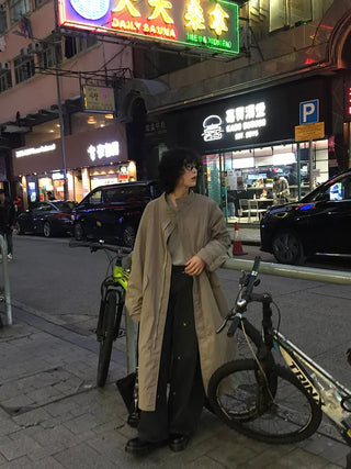 Oversized long military jacket