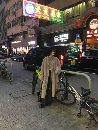 Oversized long military jacket