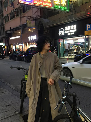 Oversized long military jacket