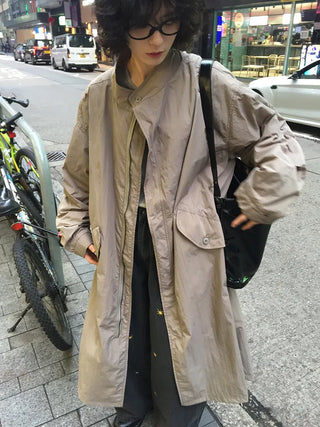 Oversized long military jacket