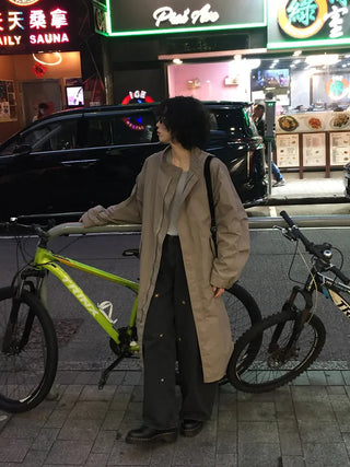 Oversized long military jacket