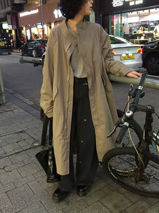Oversized long military jacket