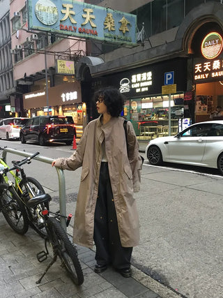 Oversized long military jacket