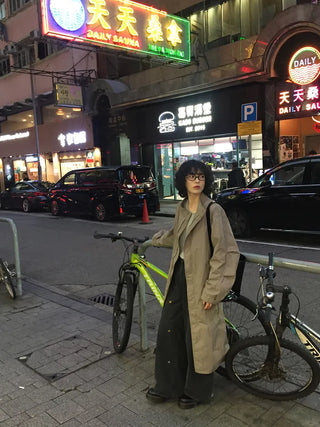 Oversized long military jacket