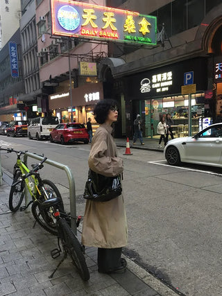 Oversized long military jacket