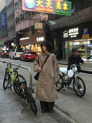 Oversized long military jacket