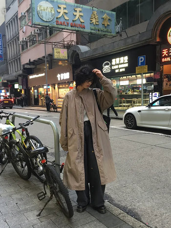 Oversized long military jacket