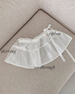(2 colors) Ribbon Layered Wrap Skirt