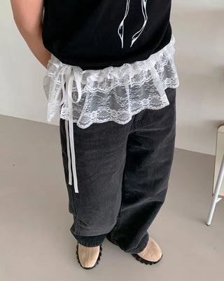 Petite lace layered wrap skirt