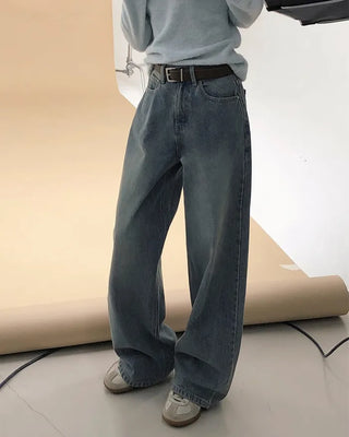 Real wide-leg denim pants