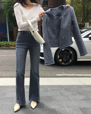 (short/basic/long) Elasticated semi-bootcut pants