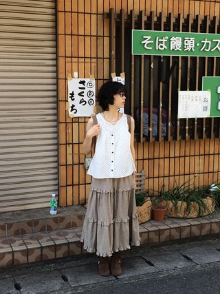 Checked tiered skirt