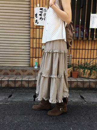 Checked tiered skirt