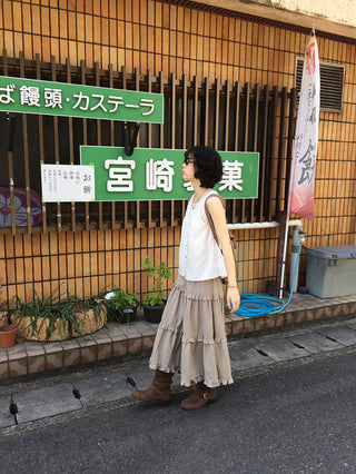 Checked tiered skirt