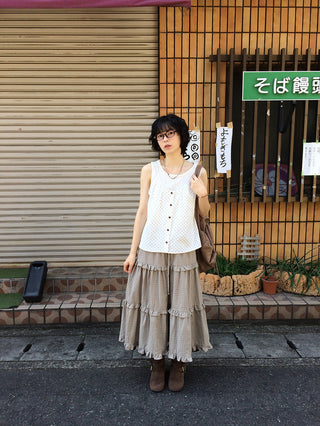 Checked tiered skirt