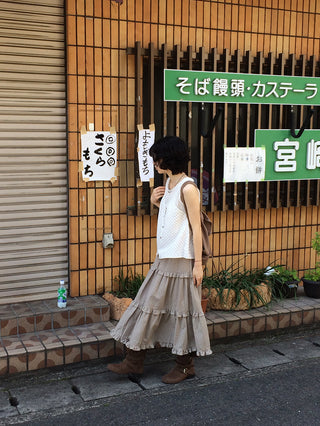 Checked tiered skirt