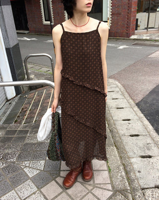 Frilled long dress