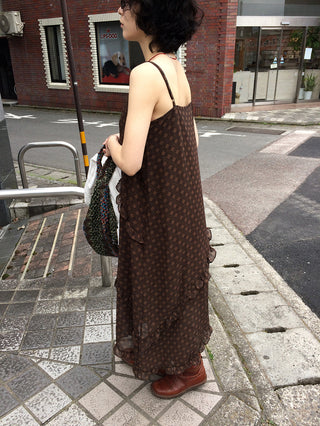 Frilled long dress