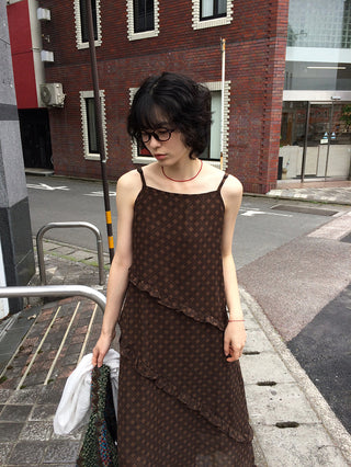 Frilled long dress