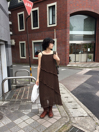 Frilled long dress