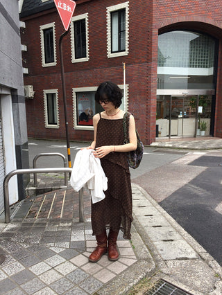 Frilled long dress