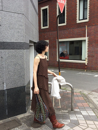 Frilled long dress