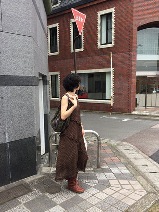 Frilled long dress