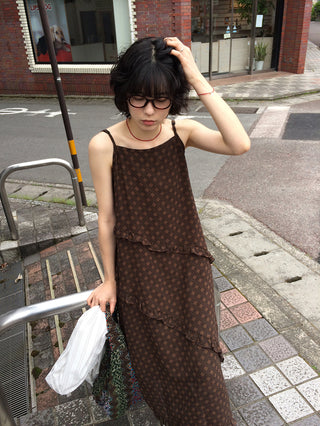 Frilled long dress