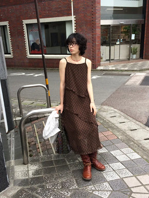 Frilled long dress