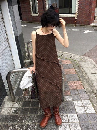 Frilled long dress