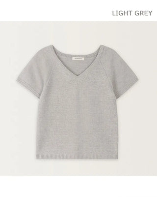[] Slimming V-neck raglan short-sleeved knit top