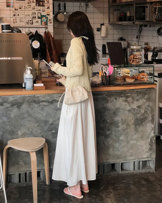 Daily elastic waist skirt