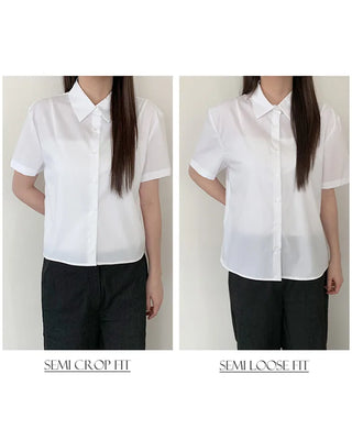 Semi-cropped short-sleeved shirt - 5 colors
