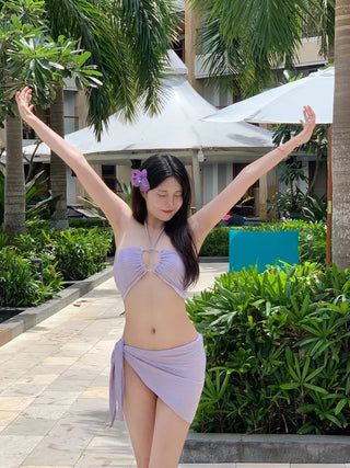 [6 colors] Shirred Wrap Bikini Set
