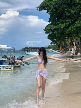 [6 colors] Shirred Wrap Bikini Set