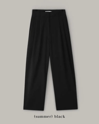 Leg-lengthening pintuck wide slacks