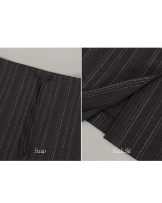 (set) Striped shirt & skirt set