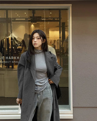 Striped turtleneck T-shirt