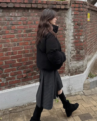 Checked pleated skirt