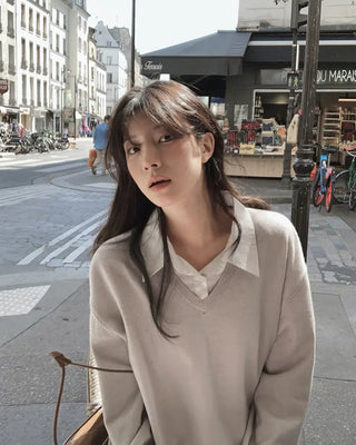 Shirt-layered knit